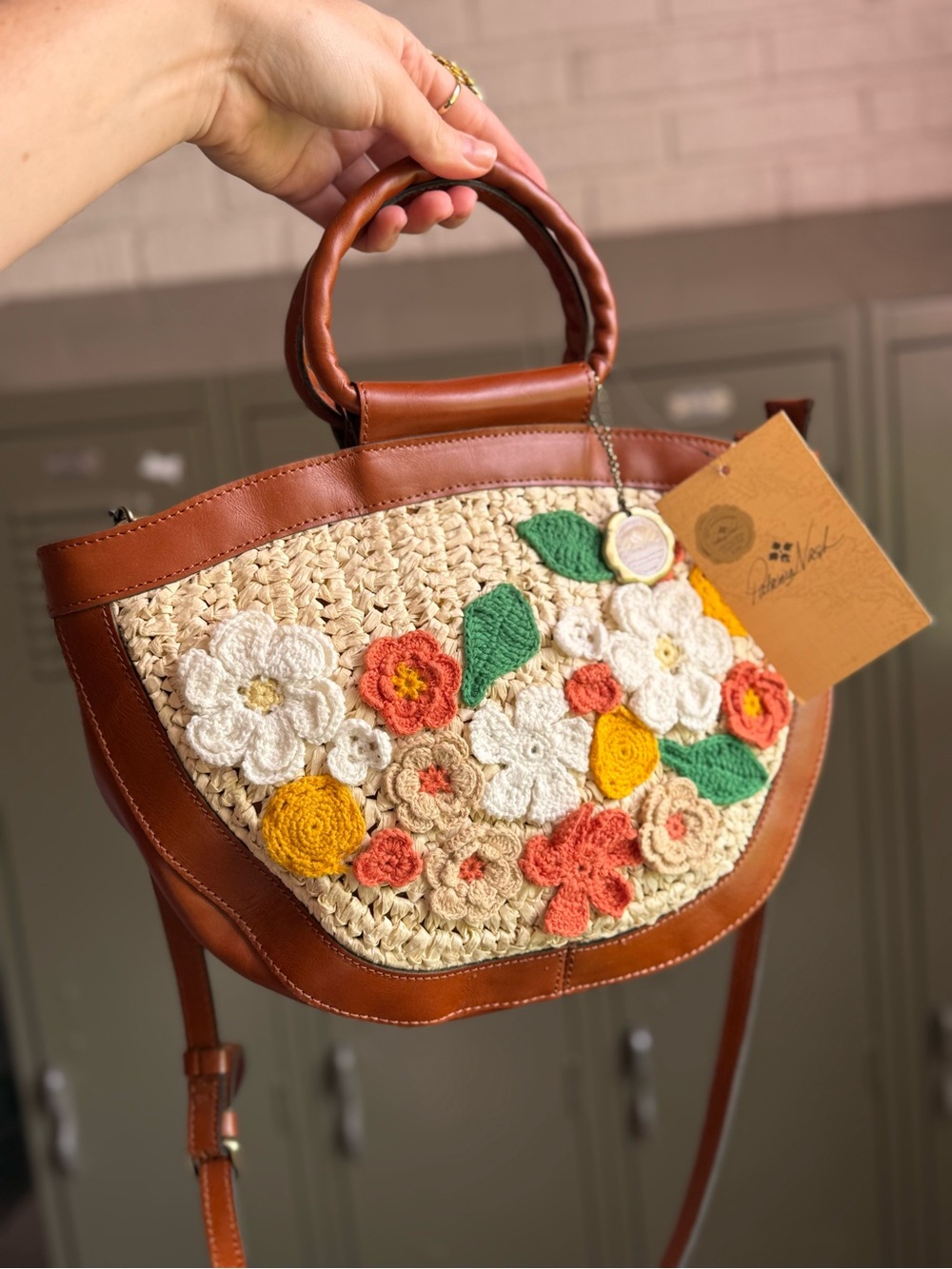 Patricia Nash Floral Crochet and Leather Purse Bag - NEW